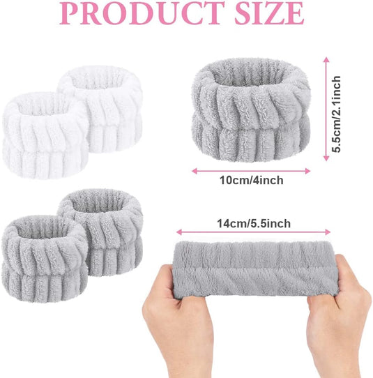 AOOWU Polsband, Elastische Microvezel, Gezichtswas, Cosmetica, Haarband, Spa-armbanden voor Absorberende Zweetband voor Vrouwen en Meisjes, Make-up, Pols, Gezichtsverzorging - happygetfit.com