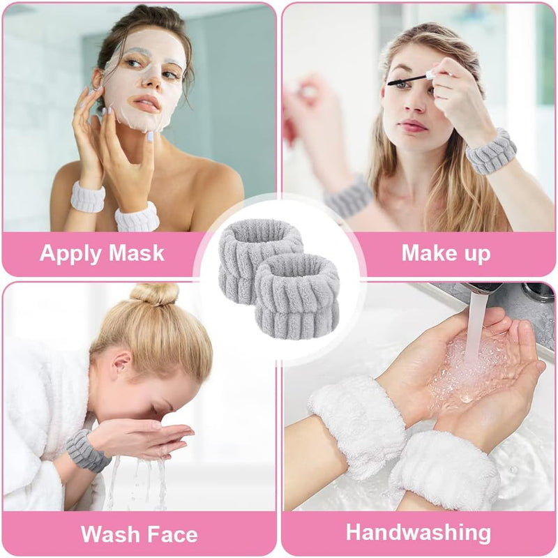 Laad afbeelding in Galerijviewer, AOOWU Polsband, Elastische Microvezel, Gezichtswas, Cosmetica, Haarband, Spa-armbanden voor Absorberende Zweetband voor Vrouwen en Meisjes, Make-up, Pols, Gezichtsverzorging - happygetfit.com
