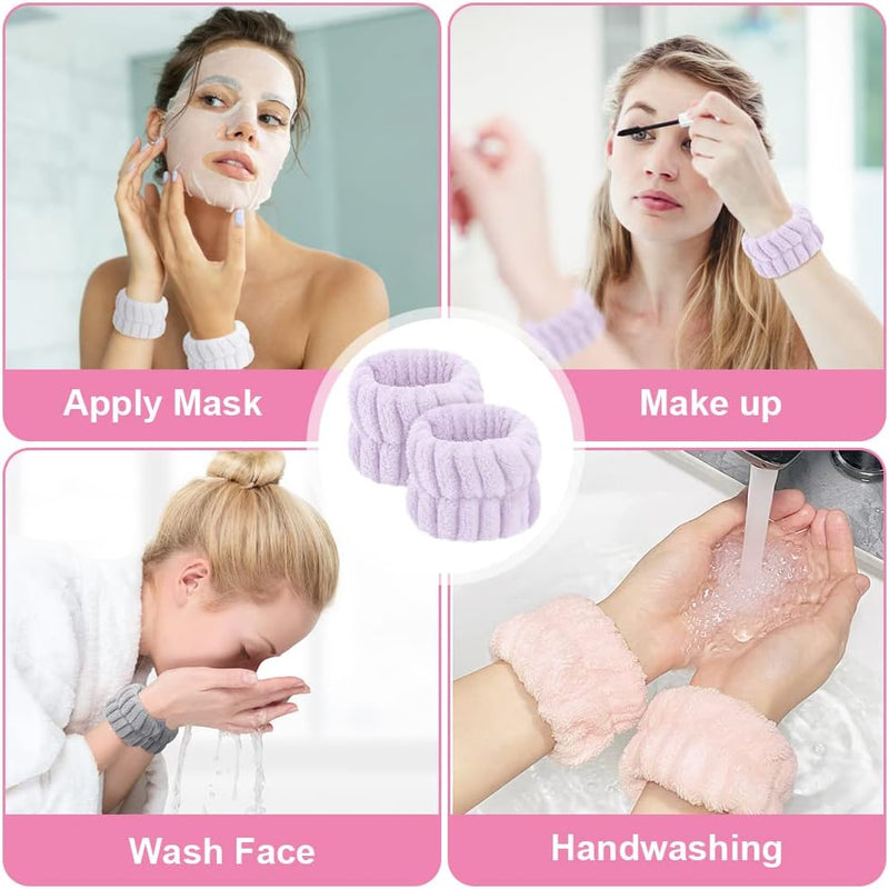 Laad afbeelding in Galerijviewer, AOOWU Polsband, Elastische Microvezel, Gezichtswas, Cosmetica, Haarband, Spa-armbanden voor Absorberende Zweetband voor Vrouwen en Meisjes, Make-up, Pols, Gezichtsverzorging - happygetfit.com
