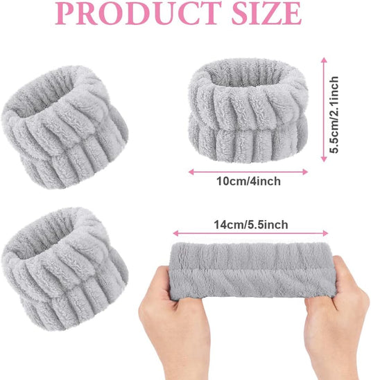 AOOWU Polsband, Elastische Microvezel, Gezichtswas, Cosmetica, Haarband, Spa-armbanden voor Absorberende Zweetband voor Vrouwen en Meisjes, Make-up, Pols, Gezichtsverzorging - happygetfit.com