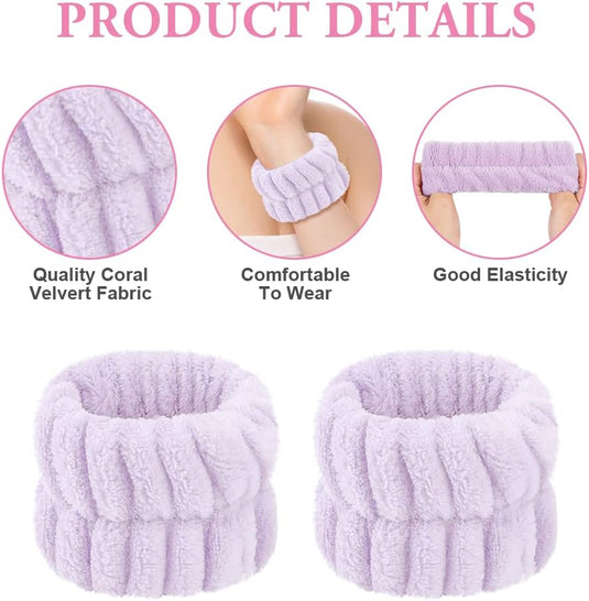 AOOWU Polsband, Elastische Microvezel, Gezichtswas, Cosmetica, Haarband, Spa-armbanden voor Absorberende Zweetband voor Vrouwen en Meisjes, Make-up, Pols, Gezichtsverzorging - happygetfit.com