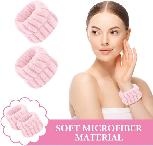 AOOWU Polsband, Elastische Microvezel, Gezichtswas, Cosmetica, Haarband, Spa-armbanden voor Absorberende Zweetband voor Vrouwen en Meisjes, Make-up, Pols, Gezichtsverzorging - happygetfit.com