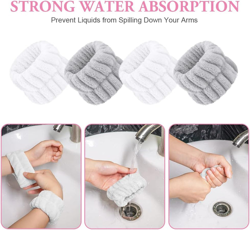 Laad afbeelding in Galerijviewer, AOOWU Polsband, Elastische Microvezel, Gezichtswas, Cosmetica, Haarband, Spa-armbanden voor Absorberende Zweetband voor Vrouwen en Meisjes, Make-up, Pols, Gezichtsverzorging - happygetfit.com
