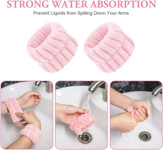 AOOWU Polsband, Elastische Microvezel, Gezichtswas, Cosmetica, Haarband, Spa-armbanden voor Absorberende Zweetband voor Vrouwen en Meisjes, Make-up, Pols, Gezichtsverzorging - happygetfit.com