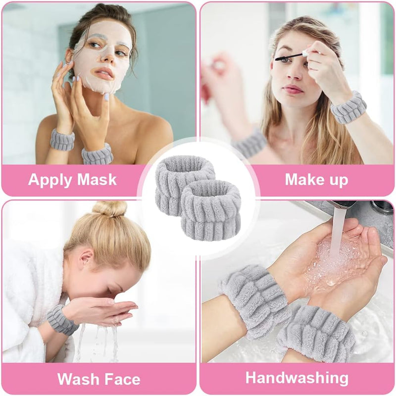 Laad afbeelding in Galerijviewer, AOOWU Polsband, Elastische Microvezel, Gezichtswas, Cosmetica, Haarband, Spa-armbanden voor Absorberende Zweetband voor Vrouwen en Meisjes, Make-up, Pols, Gezichtsverzorging - happygetfit.com
