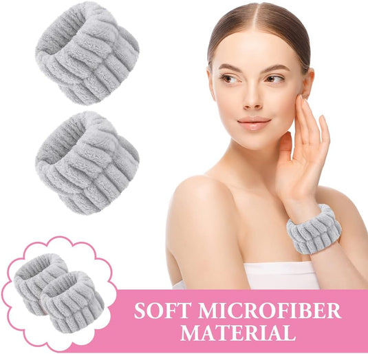 AOOWU Polsband, Elastische Microvezel, Gezichtswas, Cosmetica, Haarband, Spa-armbanden voor Absorberende Zweetband voor Vrouwen en Meisjes, Make-up, Pols, Gezichtsverzorging - happygetfit.com