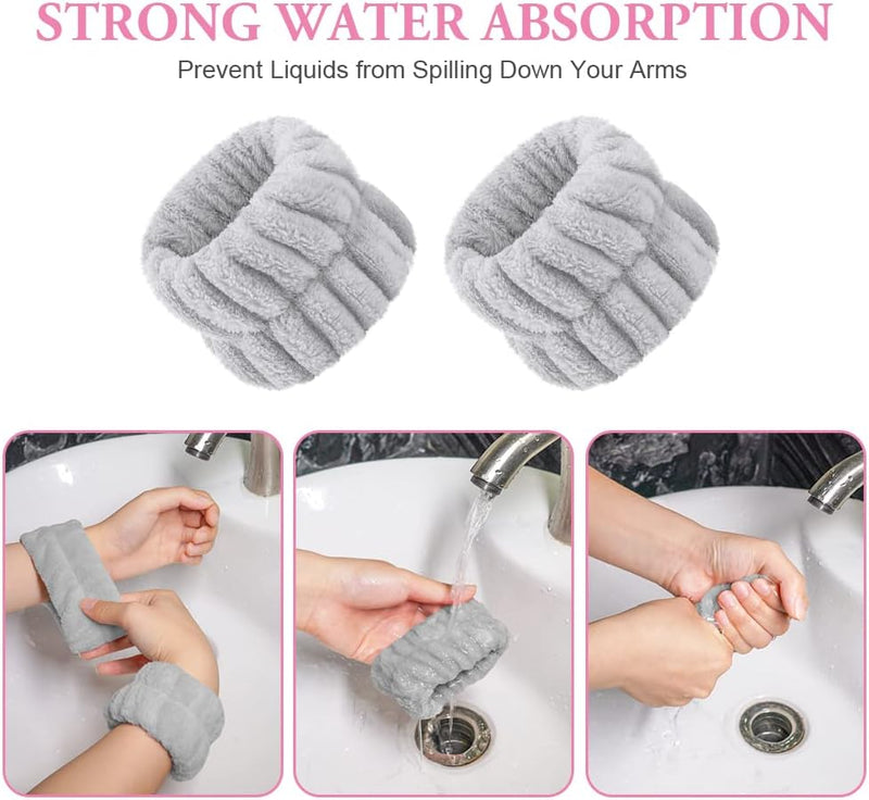 Laad afbeelding in Galerijviewer, AOOWU Polsband, Elastische Microvezel, Gezichtswas, Cosmetica, Haarband, Spa-armbanden voor Absorberende Zweetband voor Vrouwen en Meisjes, Make-up, Pols, Gezichtsverzorging - happygetfit.com
