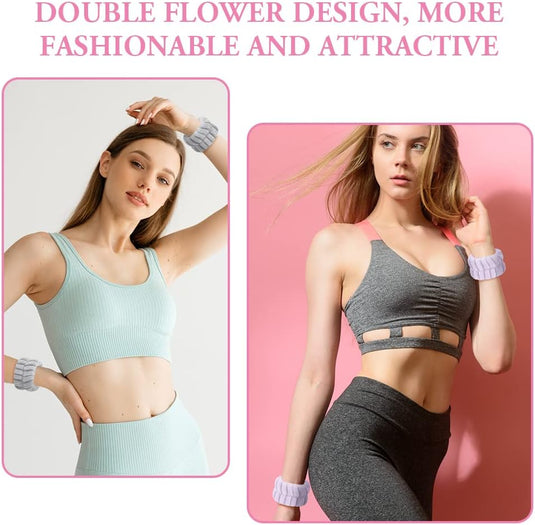 AOOWU Polsband, Elastische Microvezel, Gezichtswas, Cosmetica, Haarband, Spa-armbanden voor Absorberende Zweetband voor Vrouwen en Meisjes, Make-up, Pols, Gezichtsverzorging - happygetfit.com