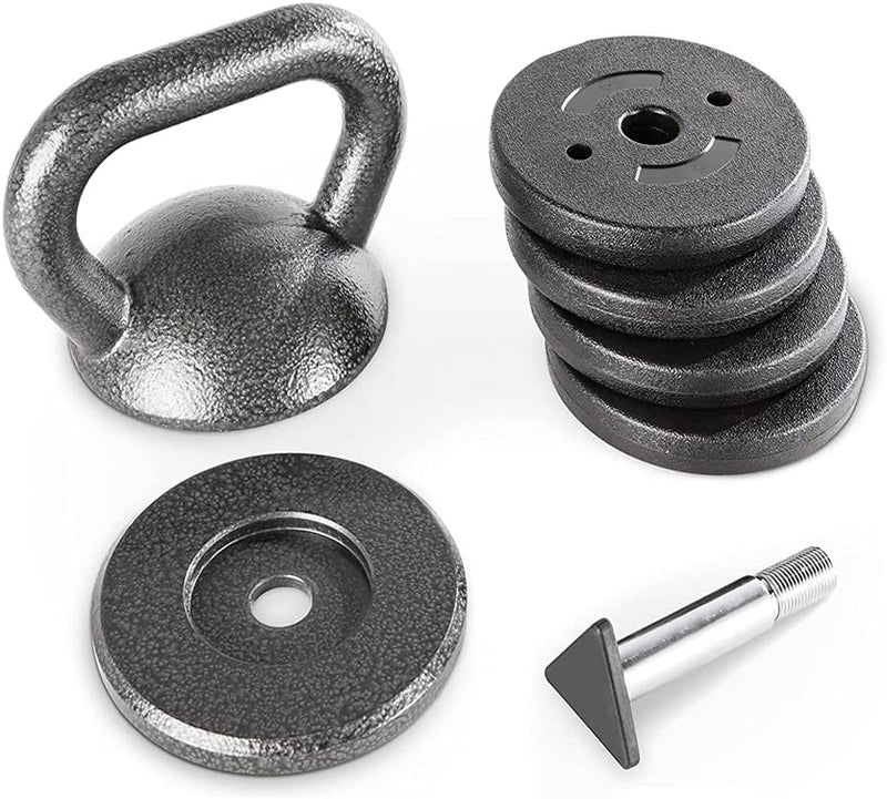 Load image into Gallery viewer, Apex 20lb Adjustable Cast Iron Kettlebell Handle, Compatible with 1” Weight Plates, Up to 50lb Load Capacity for Strength Training, Weightlifting, Home Workouts - happygetfit.com
