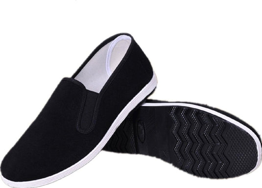 APIKA Chinese Traditionele Oude Peking Schoenen Kung Fu Tai Chi Schoenen Rubberen Zool Unisex Zwart - happygetfit.com