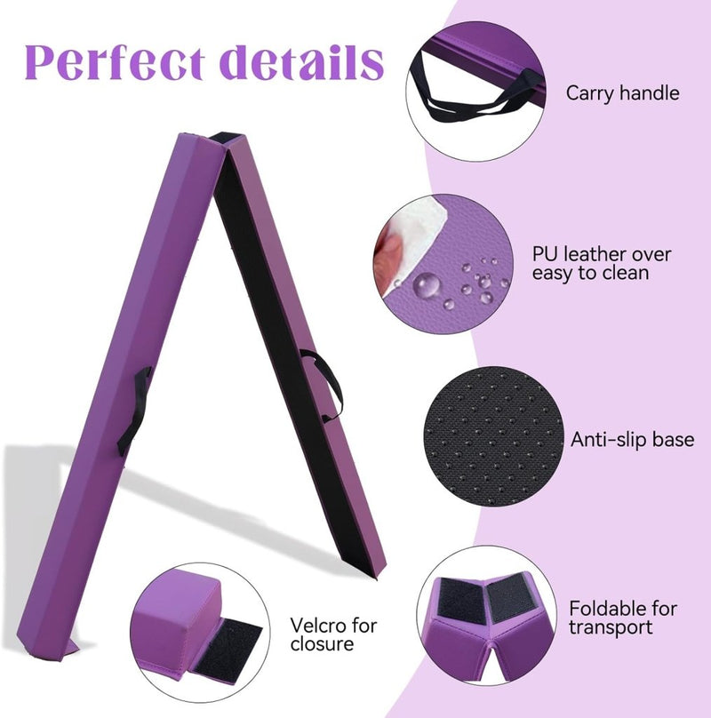 Laad afbeelding in Galerijviewer, Paarse opvouwbare yogamat met een PU-leren hoes, praktische draaggreep, antisliprubber bodem voor stabiliteit, klittenbandsluiting en eenvoudig te reinigen functies. Ideaal voor trainings- en oefensessies thuis of op professioneel gebied.
