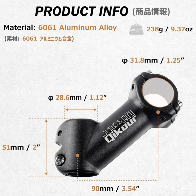 Load image into Gallery viewer, Azarxis 25.4mm 31.8mm Stem 70mm 80mm 90mm 110mm 120mm 130mm 17 35 45 60 Degree Adjustable Bike Stem Mountain Bike Stem Short Handlebar Stem for Bicycle, Road Bike, MTB, BMX, Cycling - happygetfit.com
