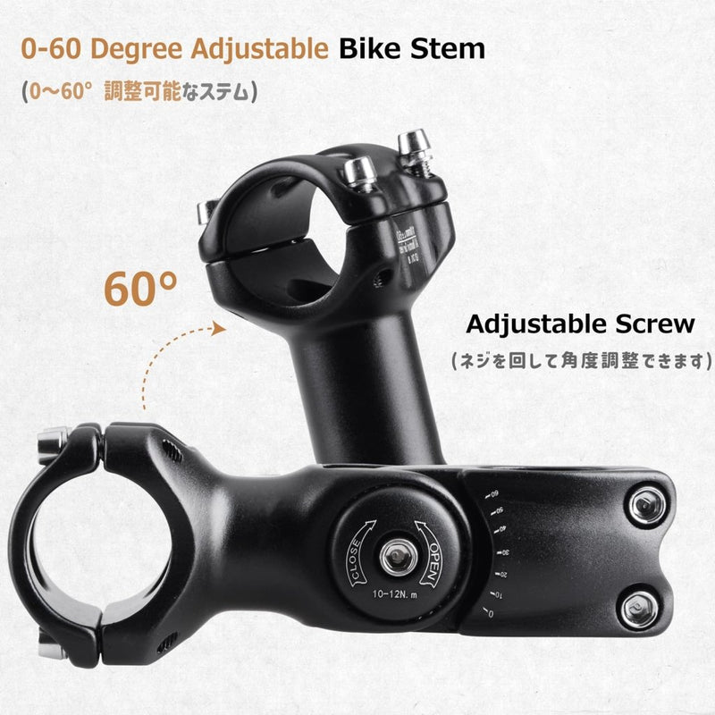 Load image into Gallery viewer, Azarxis 25.4mm 31.8mm Stem 70mm 80mm 90mm 110mm 120mm 130mm 17 35 45 60 Degree Adjustable Bike Stem Mountain Bike Stem Short Handlebar Stem for Bicycle, Road Bike, MTB, BMX, Cycling - happygetfit.com
