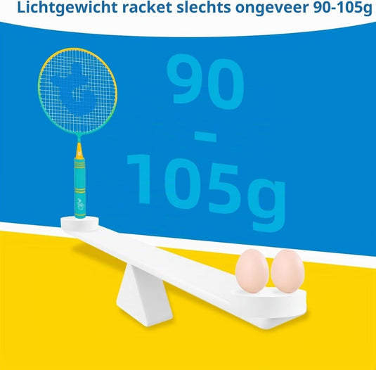 Badmintonset kinderen met 2 rackets van 44 cm inclusief 3 shuttles en draagtas – junior badminton – buitensport - happygetfit.com