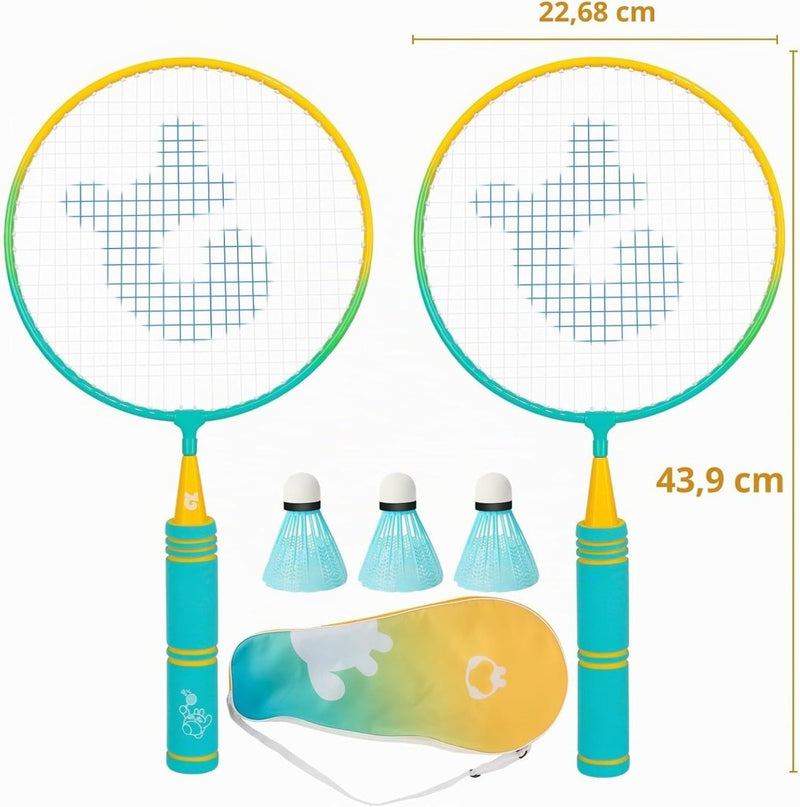 Załaduj obraz w przeglądarce galerii, Badmintonset kinderen met 2 rackets van 44 cm inclusief 3 shuttles en draagtas – junior badminton – buitensport - happygetfit.com
