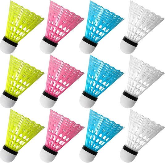 Badmintonshuttles 12 stuks van duurzaam nylon met schuimkop in 4 kleuren – badmintonveren – shuttleballen - happygetfit.com