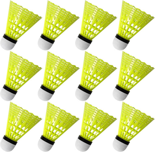 Badmintonshuttles 12 stuks van nylon met schuimkop voor binnen en buiten – badmintonveren – racketaccessoires - happygetfit.com