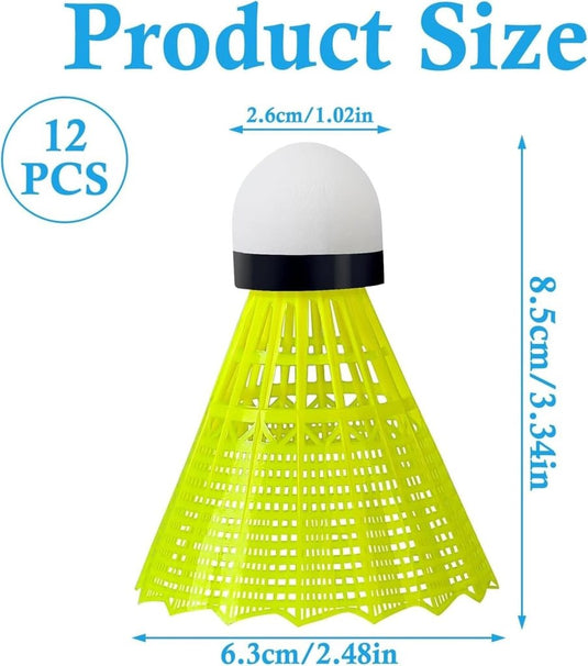 Badmintonshuttles 12 stuks van nylon met schuimkop voor binnen en buiten – badmintonveren – racketaccessoires - happygetfit.com