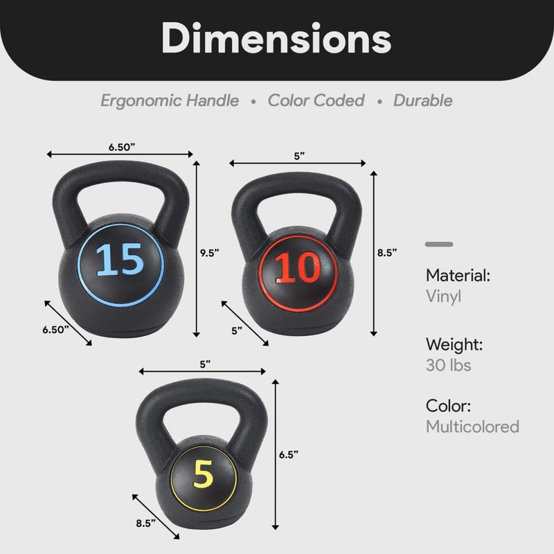 Load image into Gallery viewer, BalanceFrom Vinyl Kettlebell Set, 30/45/50/75 Pound Options – Cement-Filled Strength Training Weights with Ergonomic Grip and Color Coding for Full Body Fitness at Home or Gym - happygetfit.com

