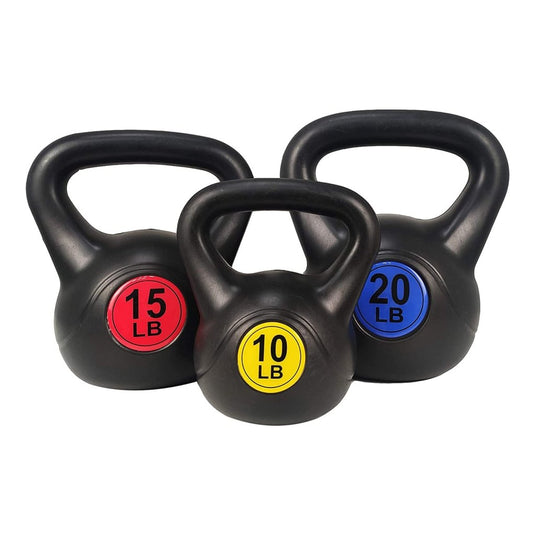BalanceFrom Vinyl Kettlebell Set, 30/45/50/75 Pound Options – Cement-Filled Strength Training Weights with Ergonomic Grip and Color Coding for Full Body Fitness at Home or Gym - happygetfit.com