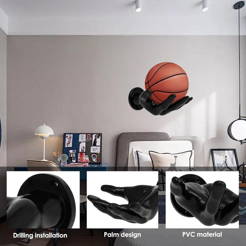 Chargez l'image dans la visionneuse de la galerie, Balhouder wandplank handvorm set van 2 zwart - happygetfit.com
