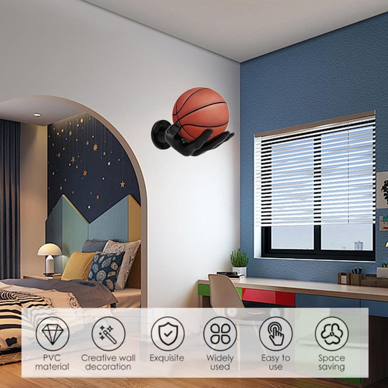 Chargez l'image dans la visionneuse de la galerie, Balhouder wandplank handvorm set van 2 zwart - happygetfit.com
