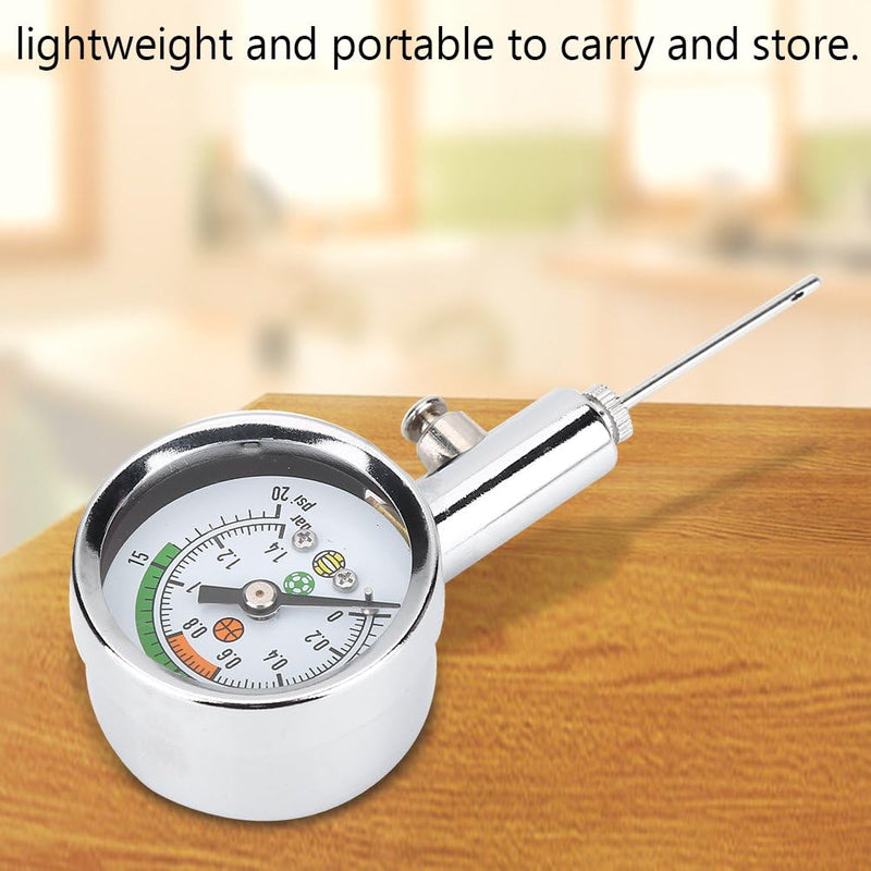 Load image into Gallery viewer, Een vleesthermometer met een metalen sonde staat op een houten oppervlak, net zoals de mini luchtdrukmeter de druk meet. De wijzerplaat zorgt voor nauwkeurige temperatuurmetingen, wat elke keer perfect gekookte maaltijden garandeert.
