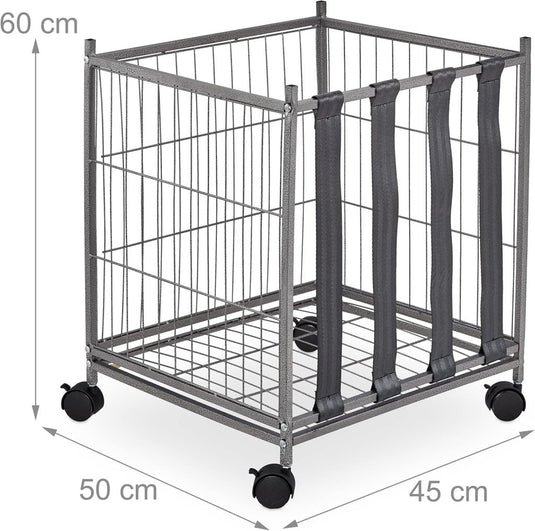 Ballenkar met 4 wielen metaal grijs - happygetfit.com
