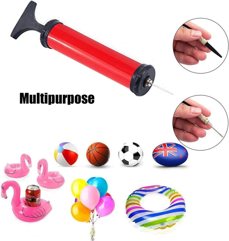 Load image into Gallery viewer, Ballenpomp met 4 ballenpompnaalden, 2 mondstukken en 1 slang voor voetbal, rugbybal, volleybal, basketbal, handbal, ballon, zwemband en andere opblaasbare ballen (rood) - happygetfit.com
