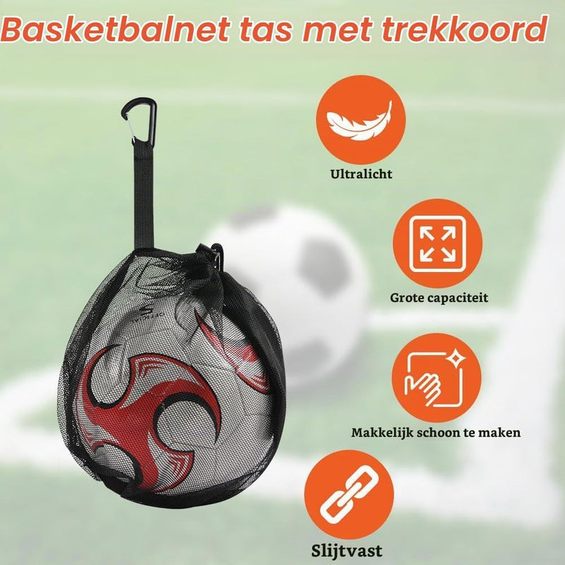 Bild im Galerie-Viewer laden, Ballenzakken 2 stuks van ademend polyester mesh met trekkoord en ophangclip voor voetbal basketbal en volleybal – balopbergtassen – sportballenhouders - happygetfit.com
