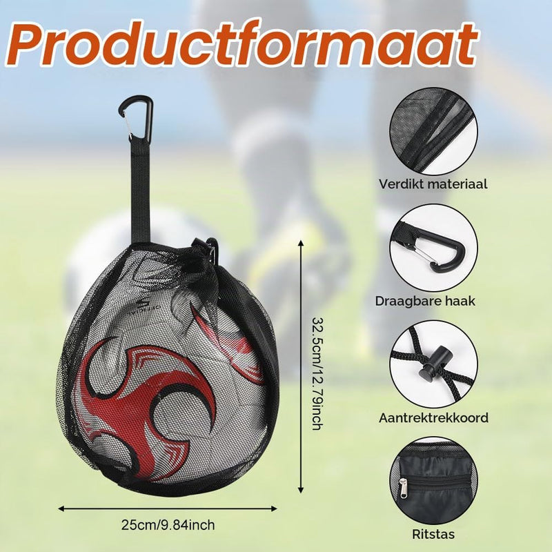 Bild im Galerie-Viewer laden, Ballenzakken 2 stuks van ademend polyester mesh met trekkoord en ophangclip voor voetbal basketbal en volleybal – balopbergtassen – sportballenhouders - happygetfit.com

