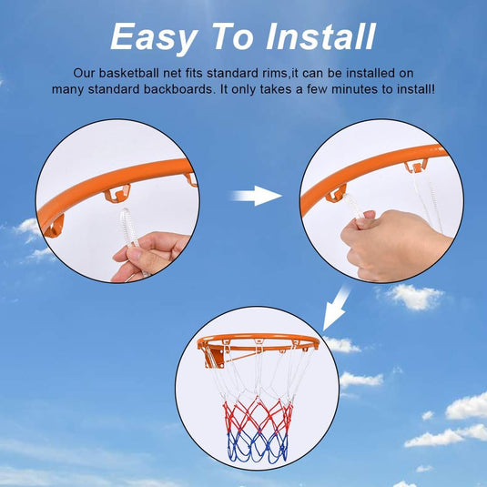 Basketbalnetten 2 stuks van stevig polypropyleen met 12 ophanglussen en 50 cm lengte voor standaard basketbalringen – basketnetten – ringnetten - happygetfit.com