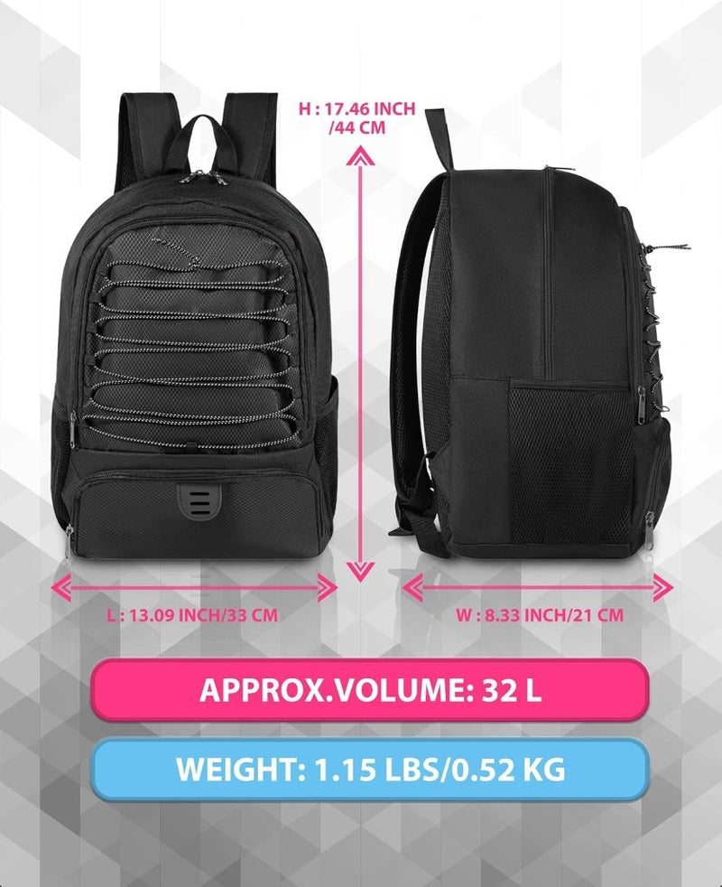 Chargez l'image dans la visionneuse de la galerie, Basketbalrugzak zwart met bal- en schoenenvak - happygetfit.com
