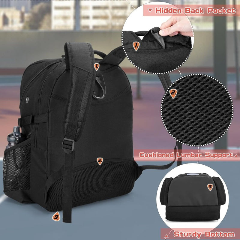 Chargez l'image dans la visionneuse de la galerie, Basketbalrugzak zwart met bal-, schoenenvak en laptopvak - happygetfit.com
