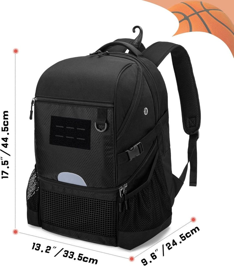 Chargez l'image dans la visionneuse de la galerie, Basketbalrugzak zwart met bal-, schoenenvak en laptopvak - happygetfit.com
