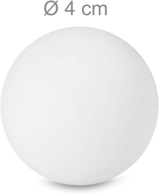 Een veelzijdige effen witte bol met een diameter van 4 cm uit de set "Speel, daag uit en knutsel", ideaal voor bierpongballetjes en meer.