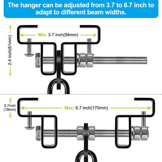 BeneLabel Punching Bag Hanger for I Beam 880 LBs Capacity Heavy Bag Mount Width Adjustable Boxing Bag Holder & Steel Beam Clamp for Beam - happygetfit.com