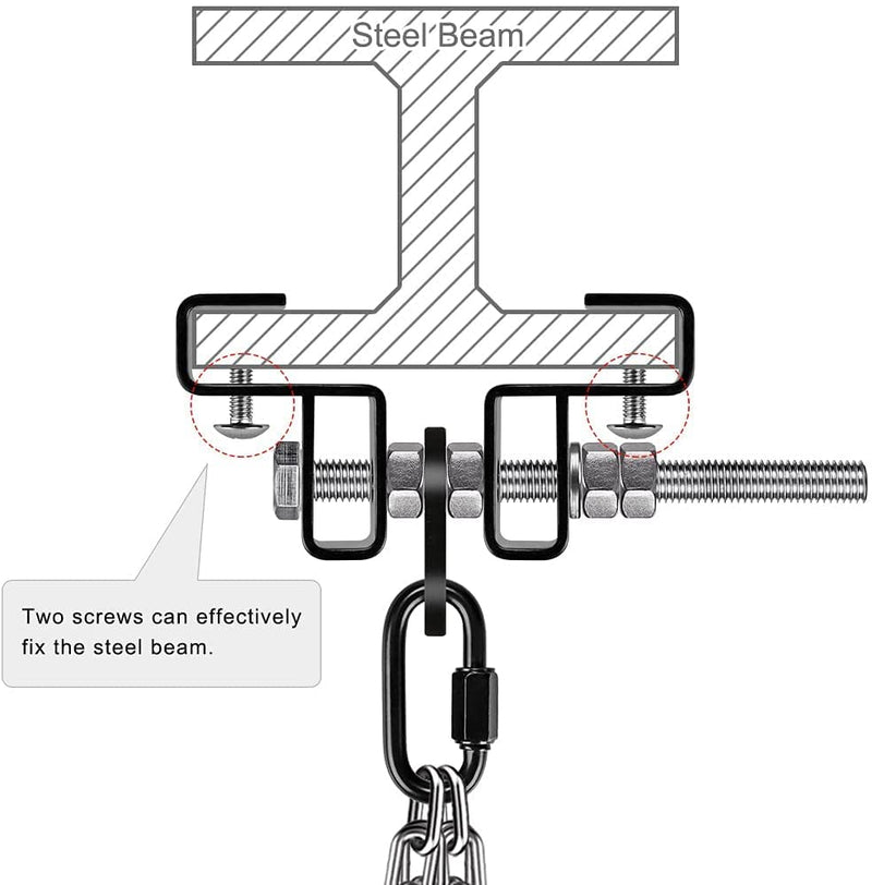 Load image into Gallery viewer, BeneLabel Punching Bag Hanger for I Beam 880 LBs Capacity Heavy Bag Mount Width Adjustable Boxing Bag Holder &amp; Steel Beam Clamp for Beam - happygetfit.com
