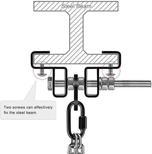 BeneLabel Punching Bag Hanger for I Beam 880 LBs Capacity Heavy Bag Mount Width Adjustable Boxing Bag Holder & Steel Beam Clamp for Beam - happygetfit.com