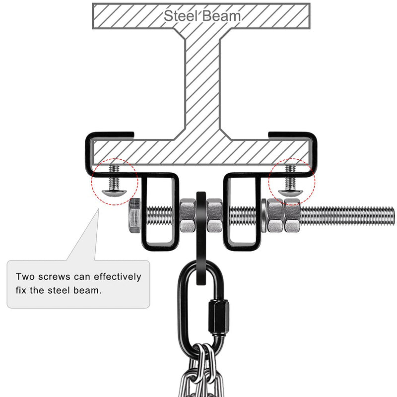 Load image into Gallery viewer, BeneLabel Punching Bag Hanger for I Beam 880 LBs Capacity Heavy Bag Mount Width Adjustable Boxing Bag Holder &amp; Steel Beam Clamp for Beam - happygetfit.com
