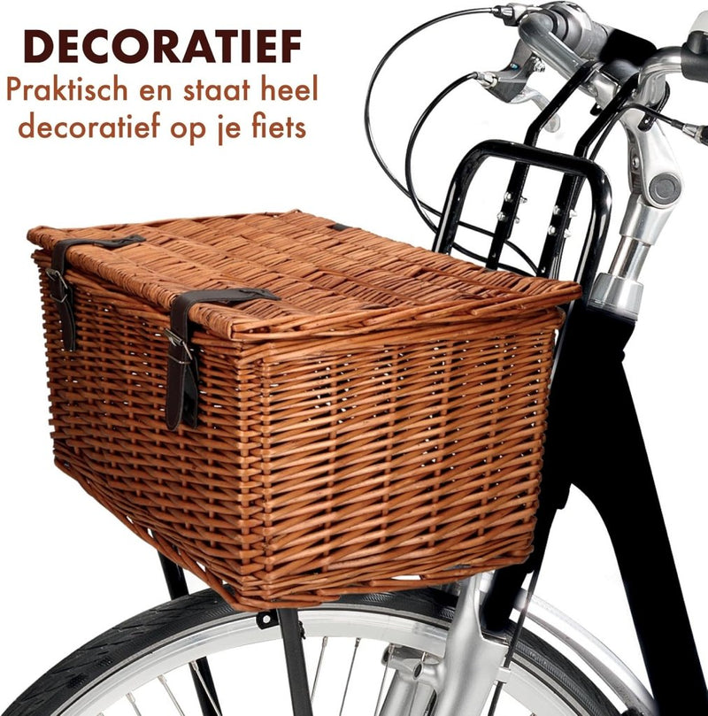 Load image into Gallery viewer, Bicycle Gear Rieten Fietsmand Voor - Rotan Fietsmand Stuur 30L - Bakkersmand 45 x 30 x 25 cm - Fietsaccessoires Volwassenen - Fietsmandje voor Oma Fiets, Stadsfiets of Transportfiets - happygetfit.com
