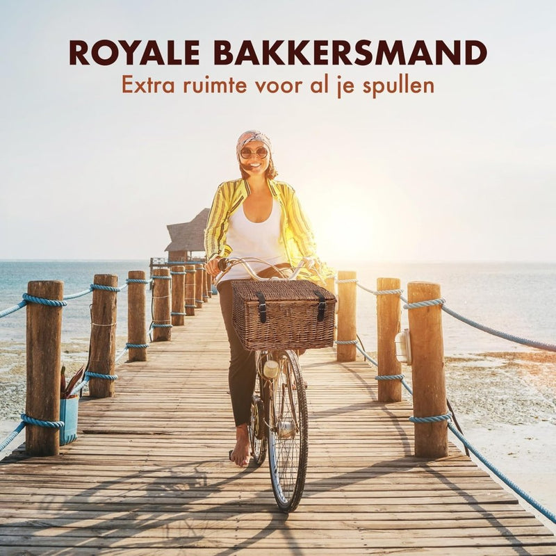 Load image into Gallery viewer, Bicycle Gear Rieten Fietsmand Voor - Rotan Fietsmand Stuur 30L - Bakkersmand 45 x 30 x 25 cm - Fietsaccessoires Volwassenen - Fietsmandje voor Oma Fiets, Stadsfiets of Transportfiets - happygetfit.com
