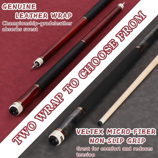 Biljartkeu 147 cm 19-20 oz – Canadese Esdoorn Pool Cue 12,5 mm Tip – Leren Grip - happygetfit.com