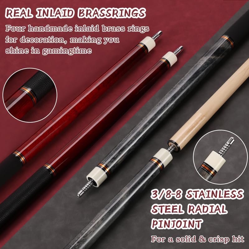Chargez l'image dans la visionneuse de la galerie, Biljartkeu 147 cm 19-20 oz – Canadese Esdoorn Pool Cue 12,5 mm Tip – Leren Grip - happygetfit.com
