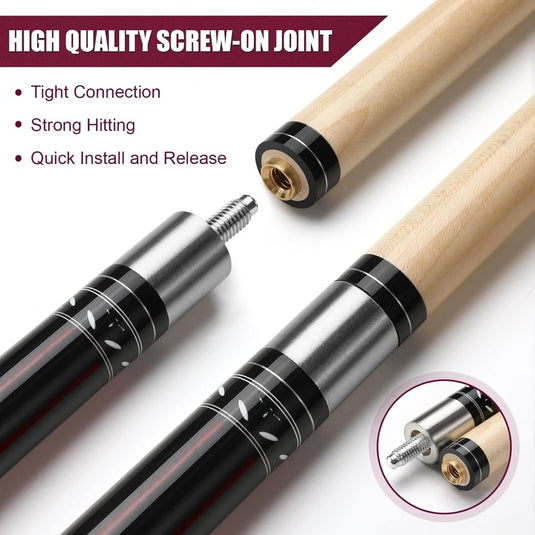 Biljartkeu 147 cm 20 oz – Canadese Esdoorn Pool Cue 13 mm met Tas – 2-Delig - happygetfit.com