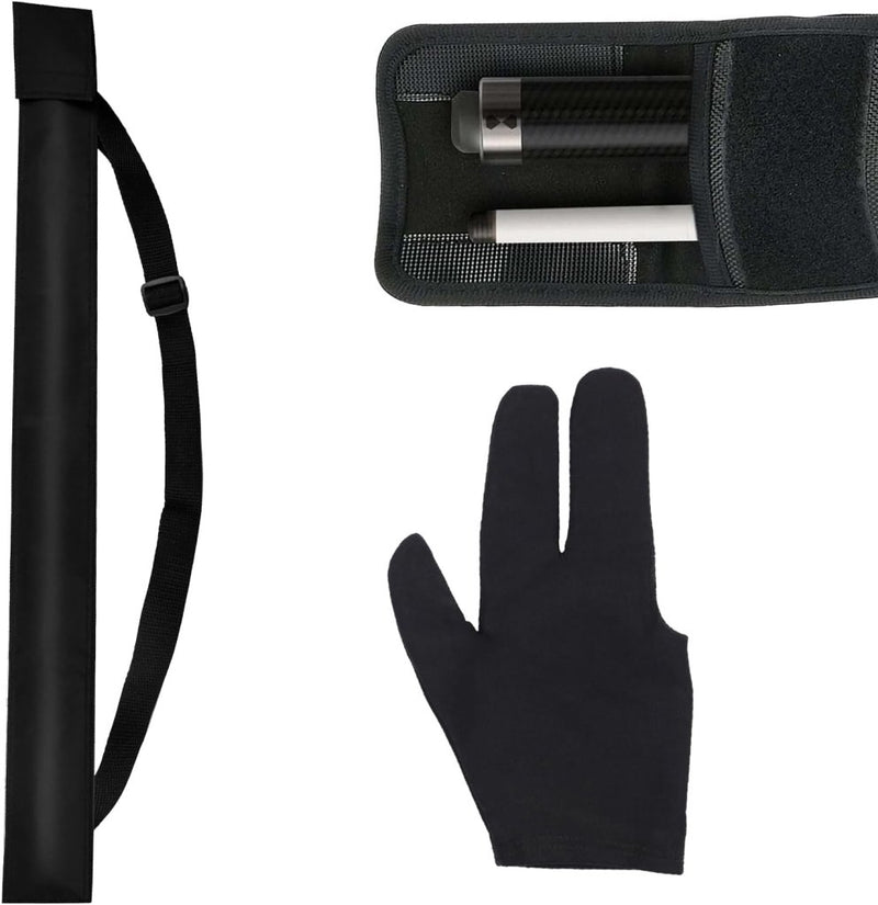 Laad afbeelding in Galerijviewer, Biljartkeu tas 80 cm zwart met handschoen - happygetfit.com
