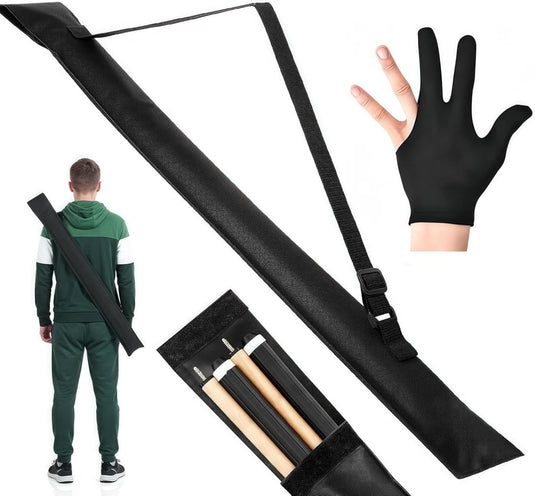 Biljartkeu Tas met Handschoen – Cue Bag voor 1-2 Keuen – Voor Poolbiljart & Snooker - happygetfit.com