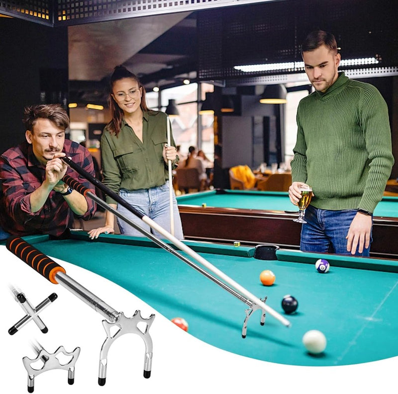 Laden Sie das Bild in Galerie -Viewer, Biljartkeu Uitschuifbare Biljartkeu met 3 stuks Afneembare Messing Brug Hoofd Brug Houder Biljart Accessoires voor Biljarttafel, Snooker, Spel, Wedstrijd (Zilver) - happygetfit.com
