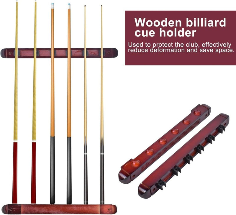 Laden Sie das Bild in Galerie -Viewer, Biljartkeu wandhouder voor 6 keuen – houten keurek voor pool en snooker - happygetfit.com
