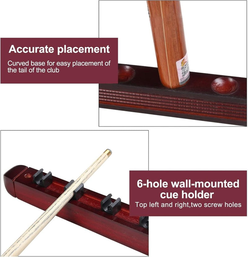 Laden Sie das Bild in Galerie -Viewer, Biljartkeu wandhouder voor 6 keuen – houten keurek voor pool en snooker - happygetfit.com
